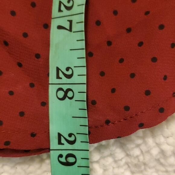 Signature Collection womens 2X red & black polka dot sheer button down b… - Picture 7 of 8